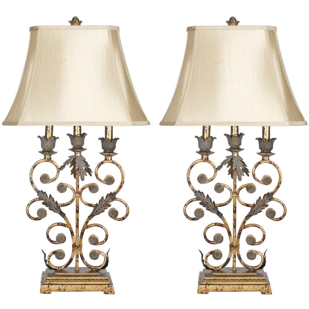 Safavieh LIT4072A LUCIA GOLD NECK TABLE LAMP